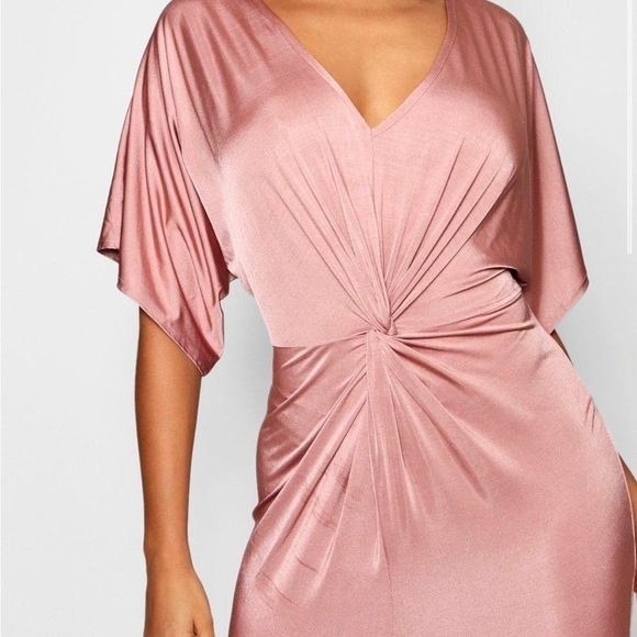 𝅺boohoo Women’s Champagne Pink Twist Dress Size 6 - Picture 2 of 9